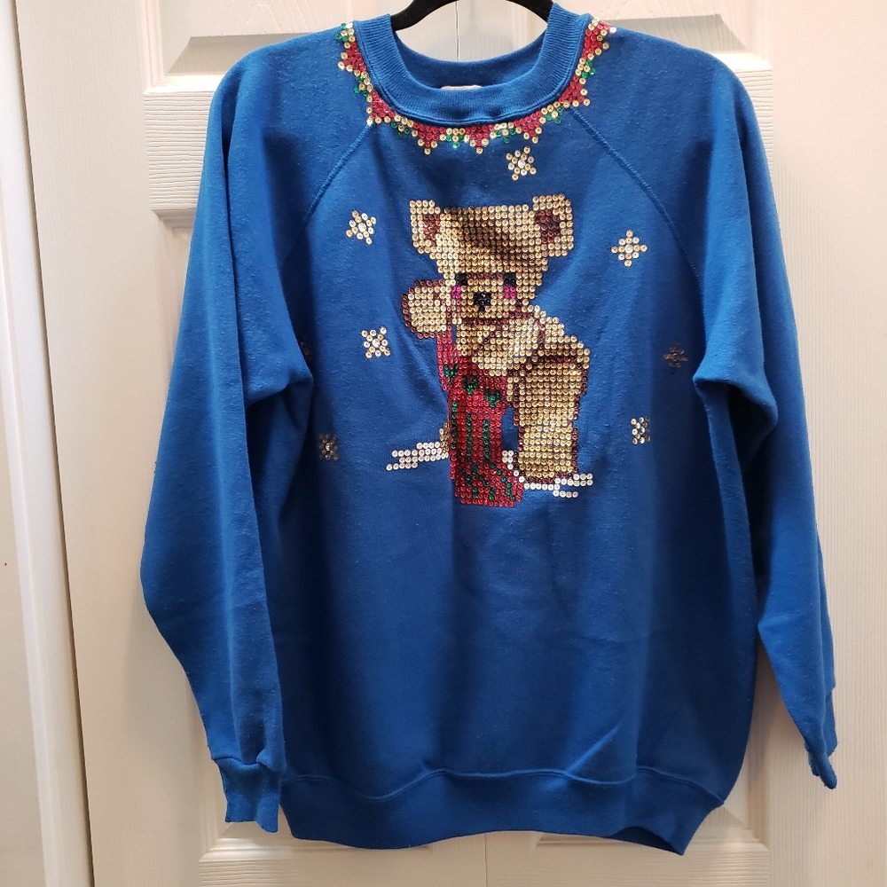 Blue Christmas Pullover Sweater Shirt‎